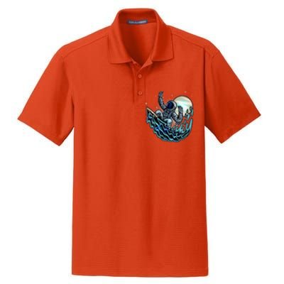 Cool Space Astronaut Surfing the Galaxy Dry Zone Grid Polo