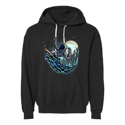 Cool Space Astronaut Surfing the Galaxy Garment-Dyed Fleece Hoodie