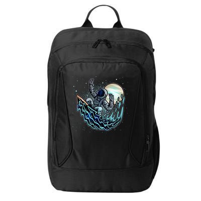 Cool Space Astronaut Surfing the Galaxy City Backpack