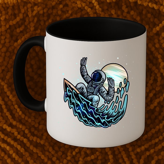 Cool Space Astronaut Surfing the Galaxy Mug