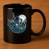 Cool Space Astronaut Surfing the Galaxy 11oz C Handle Ceramic Mug