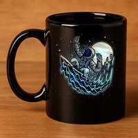 Cool Space Astronaut Surfing the Galaxy 11oz C Handle Ceramic Mug