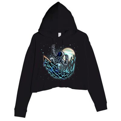 Cool Space Astronaut Surfing the Galaxy Crop Fleece Hoodie