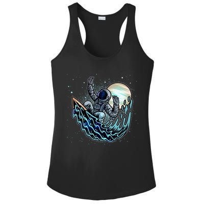 Cool Space Astronaut Surfing the Galaxy Ladies PosiCharge Competitor Racerback Tank