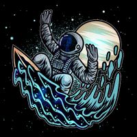 Cool Space Astronaut Surfing the Galaxy Cropped Pullover Crew