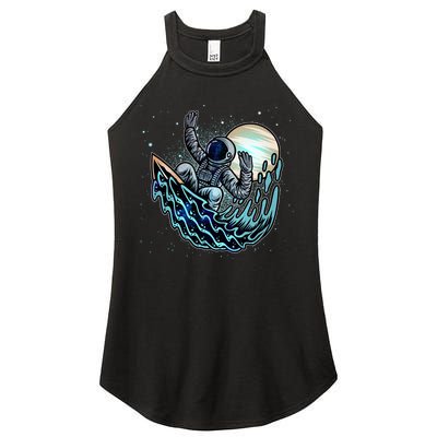 Cool Space Astronaut Surfing the Galaxy Women's Perfect Tri Rocker Tank