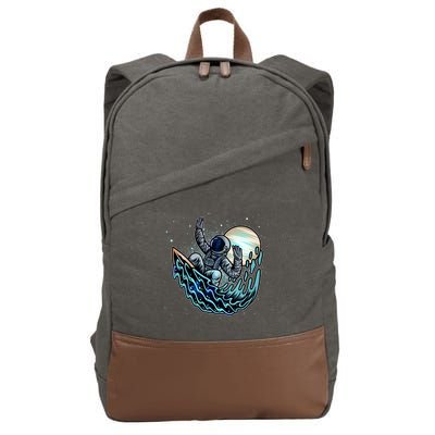 Cool Space Astronaut Surfing the Galaxy Cotton Canvas Backpack
