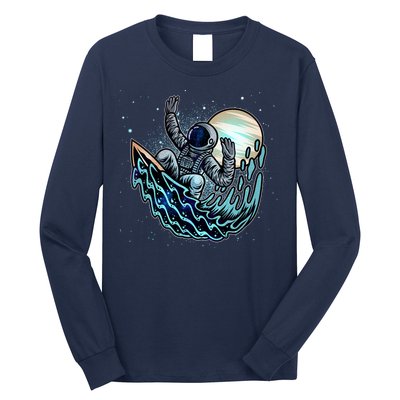 Cool Space Astronaut Surfing the Galaxy Long Sleeve Shirt