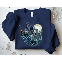 Cool Space Astronaut Surfing the Galaxy Sweatshirt