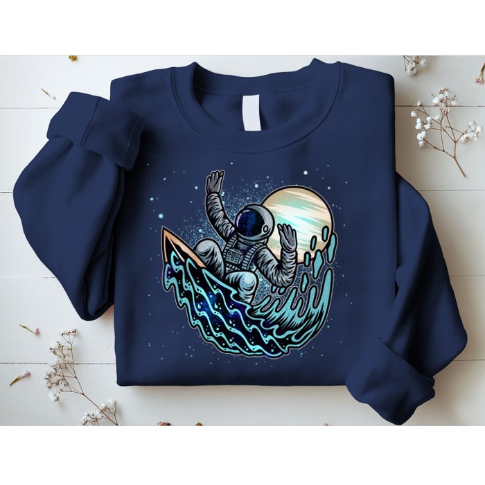 Cool Space Astronaut Surfing the Galaxy Sweatshirt