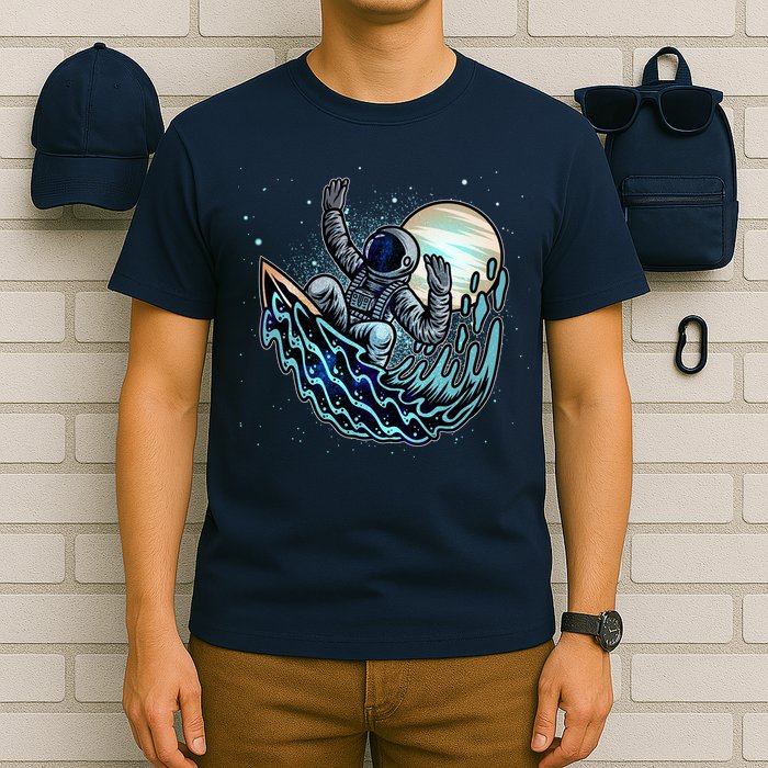 Cool Space Astronaut Surfing the Galaxy T-Shirt
