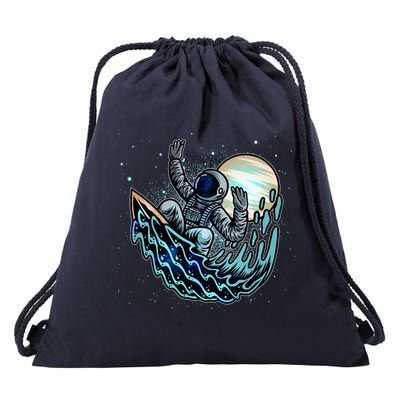 Cool Space Astronaut Surfing the Galaxy Drawstring Bag
