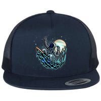 Cool Space Astronaut Surfing the Galaxy Flat Bill Trucker Hat