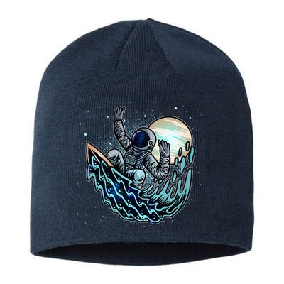 Cool Space Astronaut Surfing the Galaxy Sustainable Beanie