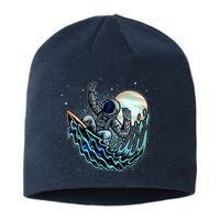 Cool Space Astronaut Surfing the Galaxy Sustainable Beanie