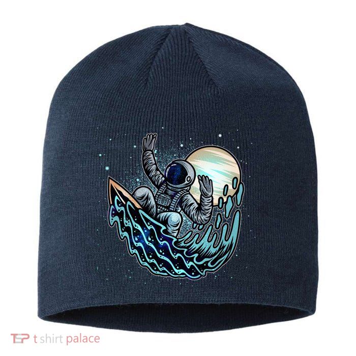 Cool Space Astronaut Surfing the Galaxy Sustainable Beanie