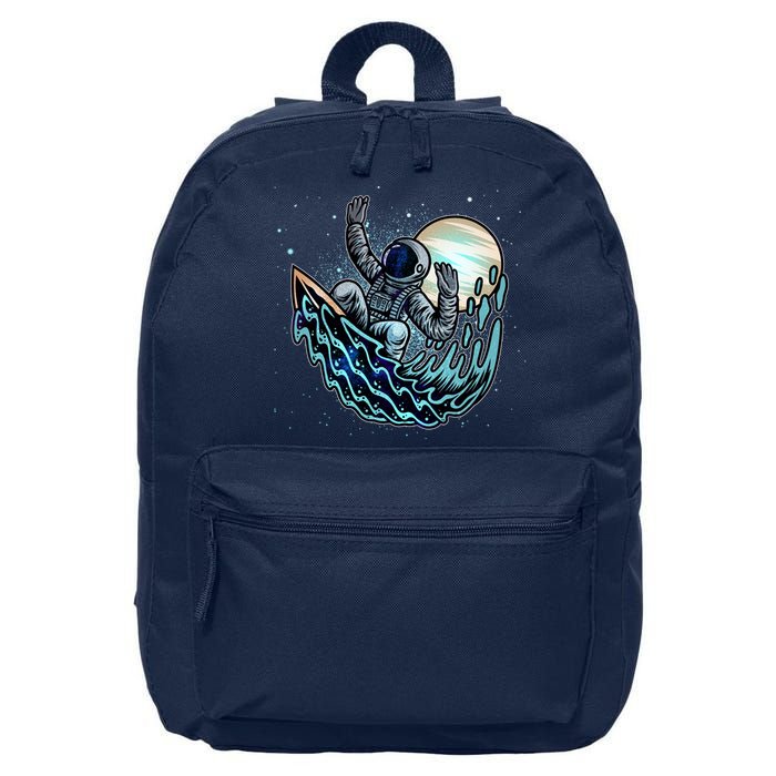 Cool Space Astronaut Surfing the Galaxy 16 in Basic Backpack