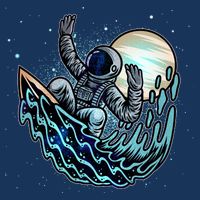 Cool Space Astronaut Surfing the Galaxy 16 in Basic Backpack