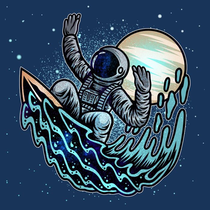 Cool Space Astronaut Surfing the Galaxy 16 in Basic Backpack