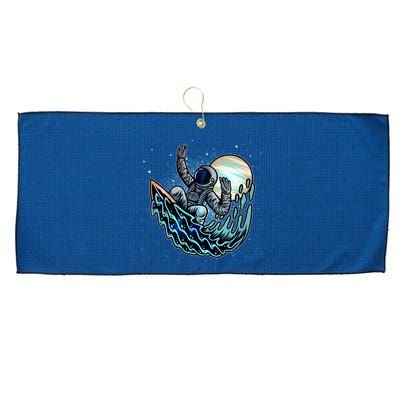 Cool Space Astronaut Surfing the Galaxy Large Microfiber Waffle Golf Towel