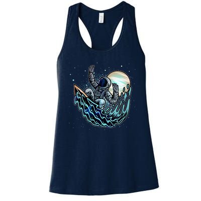 Cool Space Astronaut Surfing the Galaxy Women's Racerback Tank