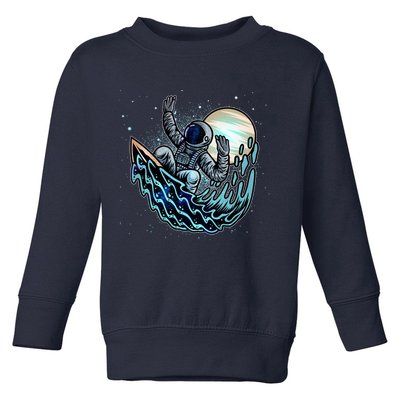 Cool Space Astronaut Surfing the Galaxy Toddler Sweatshirt