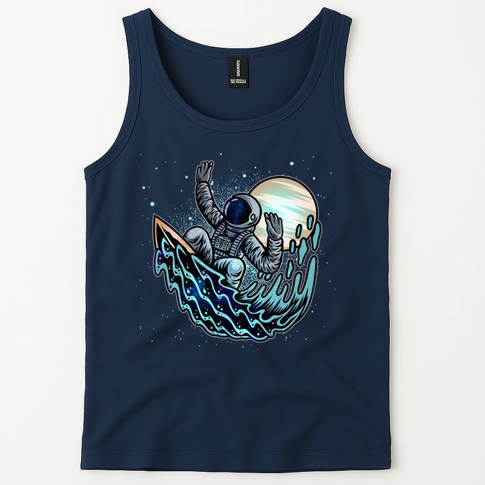 Cool Space Astronaut Surfing the Galaxy Tank Top