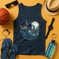 Cool Space Astronaut Surfing the Galaxy Tank Top
