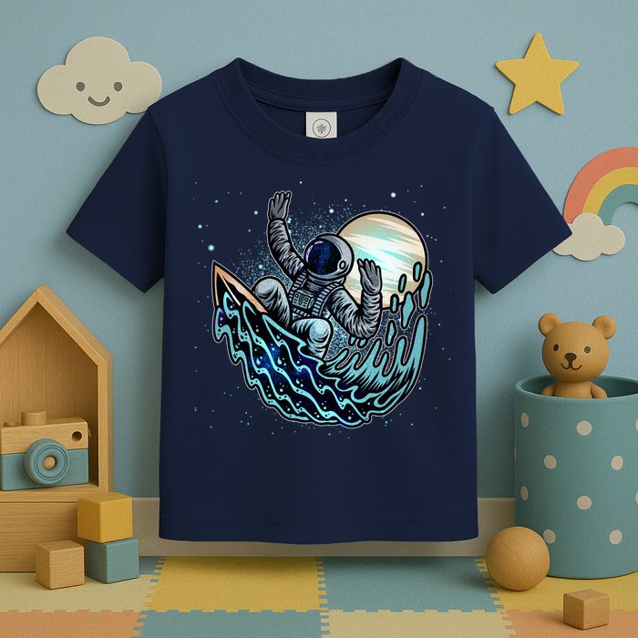 Cool Space Astronaut Surfing the Galaxy Toddler T-Shirt
