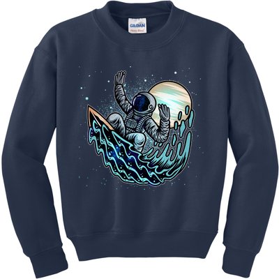 Cool Space Astronaut Surfing the Galaxy Kids Sweatshirt