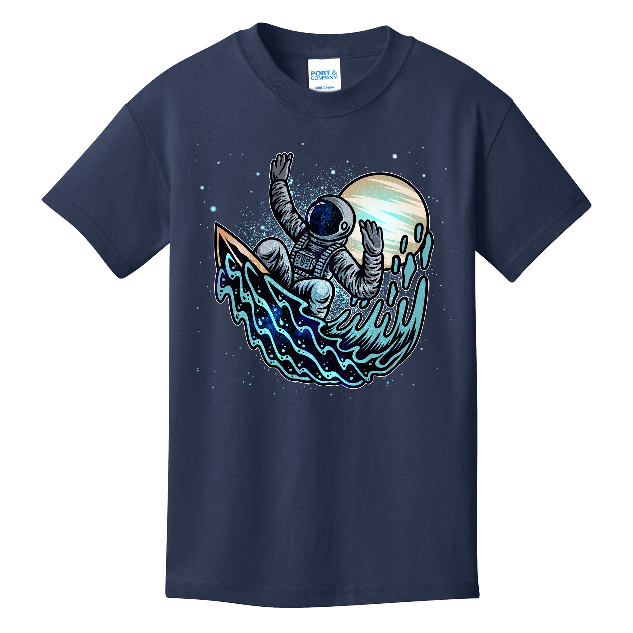 Cool Space Astronaut Surfing the Galaxy Kids T-Shirt