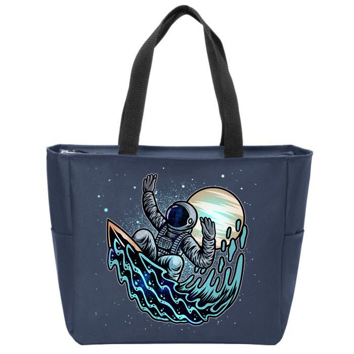 Cool Space Astronaut Surfing the Galaxy Zip Tote Bag