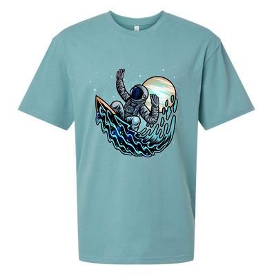 Cool Space Astronaut Surfing the Galaxy Sueded Cloud Jersey T-Shirt