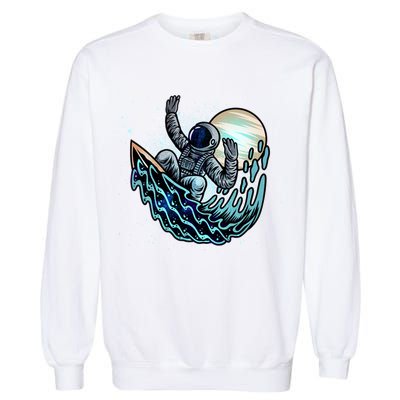 Cool Space Astronaut Surfing the Galaxy Garment-Dyed Sweatshirt