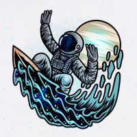 Cool Space Astronaut Surfing the Galaxy Garment-Dyed Sweatshirt