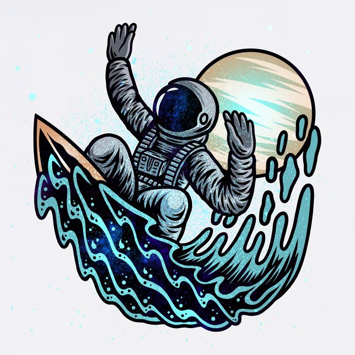 Cool Space Astronaut Surfing the Galaxy Garment-Dyed Sweatshirt
