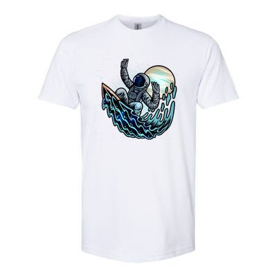 Cool Space Astronaut Surfing the Galaxy Softstyle® CVC T-Shirt