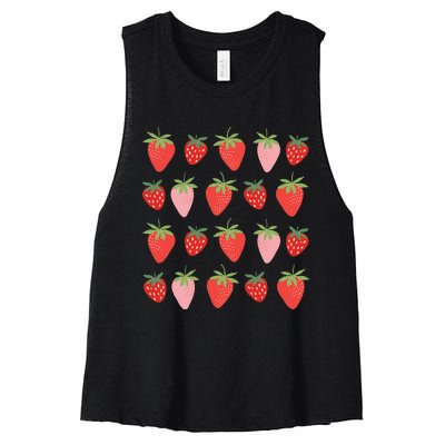 Cute Strawberry Apparel Lover Summer Women's Racerback Cropped Tank