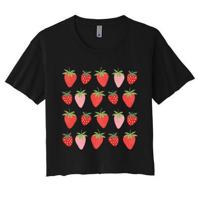 Cute Strawberry Apparel Lover Summer Women's Crop Top Tee