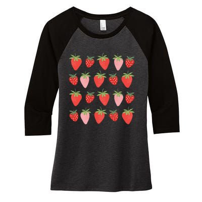 Cute Strawberry Apparel Lover Summer Women's Tri-Blend 3/4-Sleeve Raglan Shirt