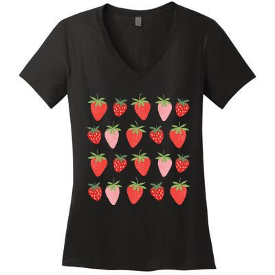 Cute Strawberry Apparel Lover Summer Women's V-Neck T-Shirt