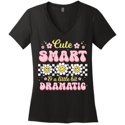 Cute Smart And A Little Bit Dramatic Retro  Women's V-Neck T-Shirt