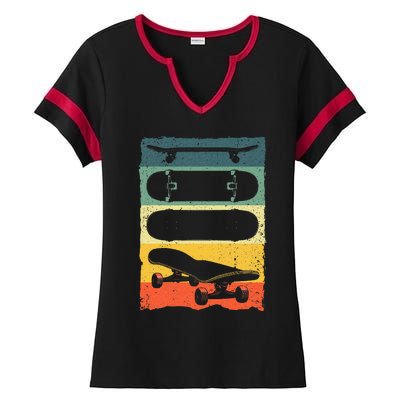 Cool Skateboard Art For Skateboarding Skateboarder Ladies Halftime Notch Neck Tee