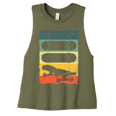 Cool Skateboard Art For Skateboarding Skateboarder Women's Racerback Cropped Tank