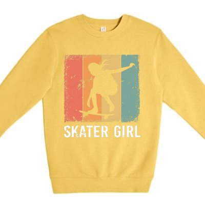 Cool Skater Art Wo Girls Skateboarding Skateboard Skating Premium Crewneck Sweatshirt