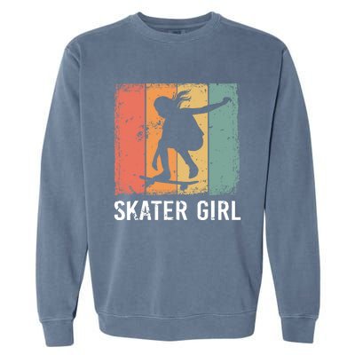 Cool Skater Art Wo Girls Skateboarding Skateboard Skating Garment-Dyed Sweatshirt