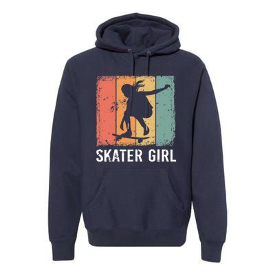 Cool Skater Art Wo Girls Skateboarding Skateboard Skating Premium Hoodie