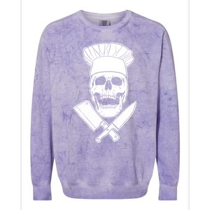 Chef Skull And Crossbones Knives Funny Culinary Chef Gift Colorblast Crewneck Sweatshirt