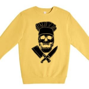 Chef Skull And Crossbones Knives Funny Culinary Chef Gift Premium Crewneck Sweatshirt