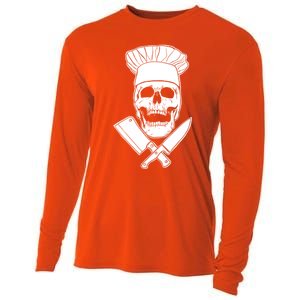 Chef Skull And Crossbones Knives Funny Culinary Chef Gift Cooling Performance Long Sleeve Crew